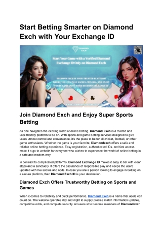 Get Your Diamond Exchange ID on Diamond Exch for Trusted Betting