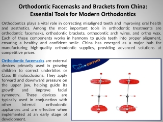 Orthodontic Facemasks and Brackets from China Essential Tools for Modern Orthodontics