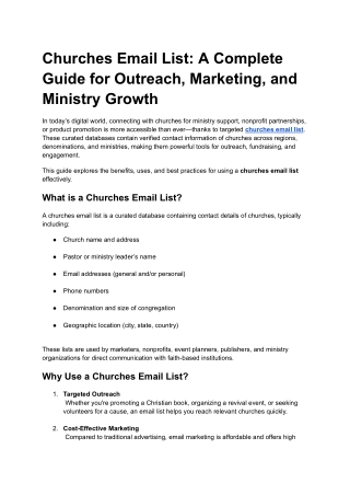 Churches Email List: A Complete Guide for Outreach, Marketing, and Ministry Grow