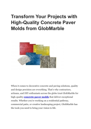 Durable Concrete Paver Molds by Globmarble for Stunning Stone Designs