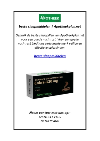 beste slaapmiddelen | Apotheekplus.net