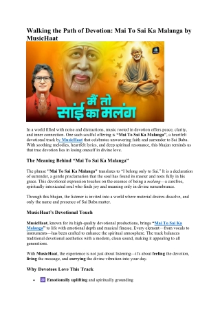 Walking the Path of Devotion: Mai To Sai Ka Malanga by MusicHaat