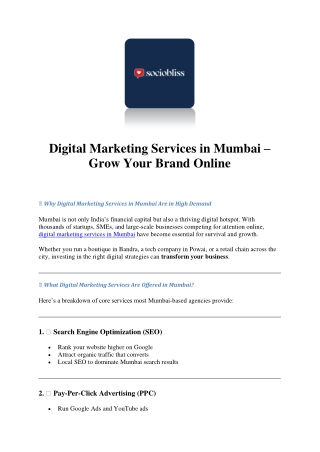 Digital Marketing Services in Mumbai – Grow Your Brand Online