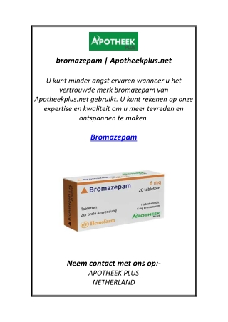 bromazepam | Apotheekplus.net