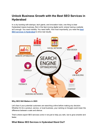 Unlock Business Growth with the Best SEO Services in Hyderabad