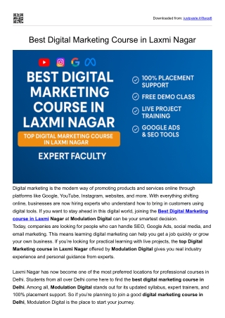 Best Digital Marketing Course in Laxmi Nagar