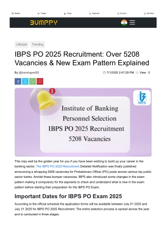 IBPS PO Exam 2025: Big Vacancies, New Syllabus & Key Dates Revealed