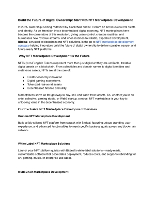 Build the Future of Digital Ownership: Start with NFT Marketplace Development