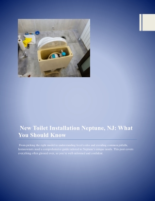 New Toilet Installation Neptune, NJ- What You Should Know