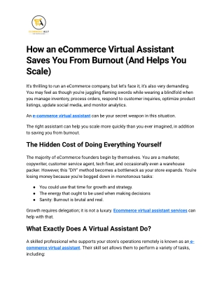 How eCommerce Virtual Assistant Saves You From Burnout (And Helps You Scale)