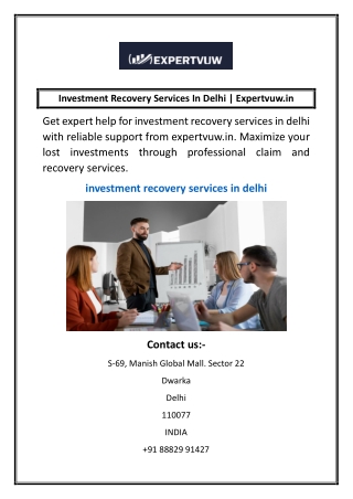 Investment Recovery Services In Delhi | Expertvuw.in
