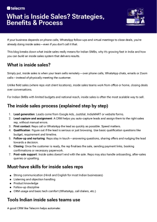 What is Inside Sales Strategies, Benefits & Process