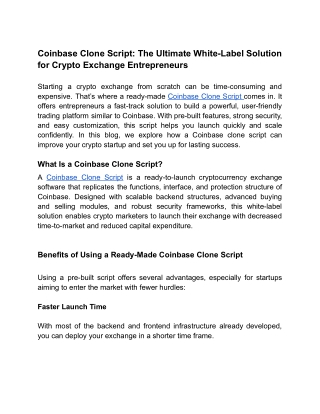 Coinbase Clone Script_ The Ultimate White-Label Solution for Crypto Exchange Entrepreneurs