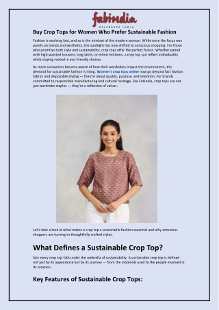Buy Crop Tops for Women Who Prefer Sustainable Fashion