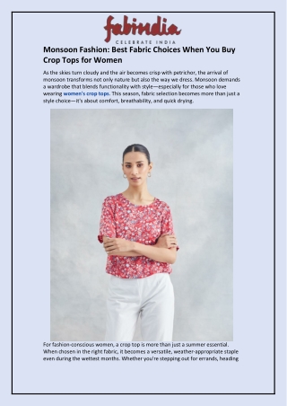 Monsoon Fashion: Best Fabric Choices When You Buy Crop Tops for Women