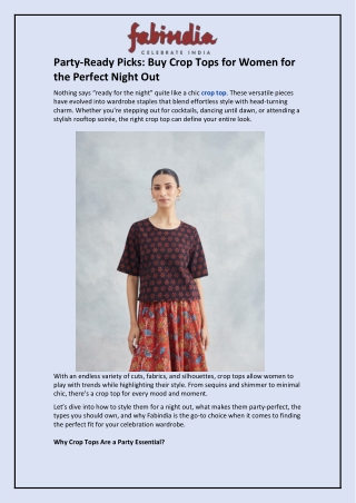 Party-Ready Picks: Buy Crop Tops for Women for the Perfect Night Out