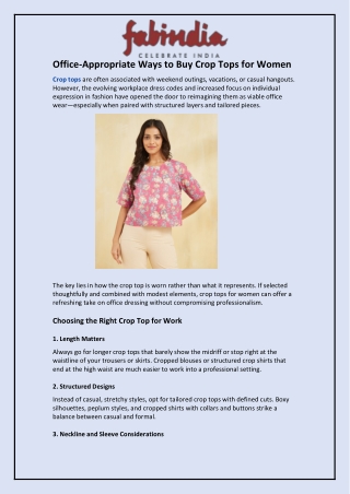 Office-Appropriate Ways to Buy Crop Tops for Women