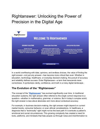 rightanswer unlocking the power of precision