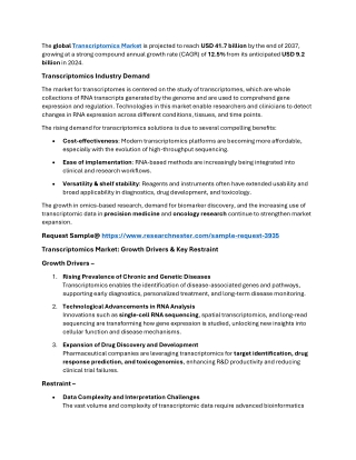 the global transcriptomics market is projected