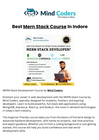 Advance Mern stack Course In Indore
