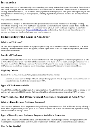 Your Guide to FHA Down Payment Assistance Programs in Ann Arbor