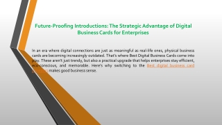 Future‑Proofing Introductions- The Strategic Advantage of Digital Business Cards for Enterprises
