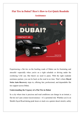Flat Tire in Dubai Here's How to Get Quick Roadside Assistance