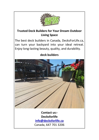 Trusted Deck Builders for Your Dream Outdoor Living Space