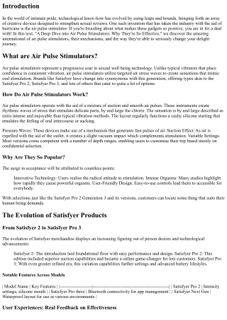 A Deep Dive into Air Pulse Stimulators: Why They're So Effective