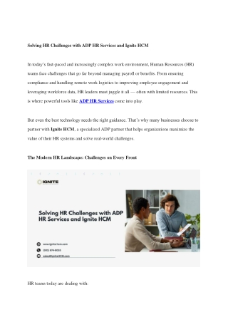 Solving HR Challenges with ADP HR Services and Ignite HCM