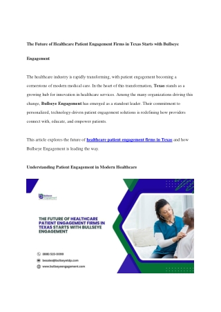 The Future of Healthcare Patient Engagement Firms in Texas Starts with Bullseye Engagement