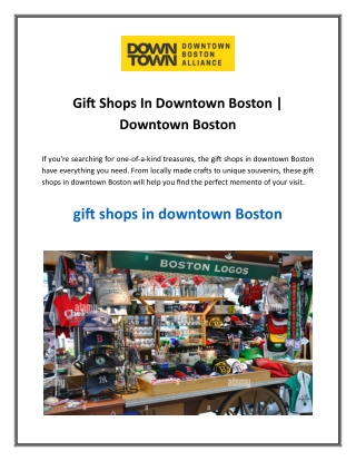 Gift Shops In Downtown Boston