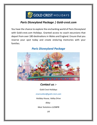 Paris Disneyland Package Gold-crest