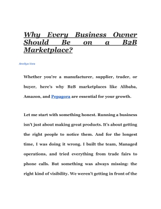 Why Every Business Owner Should Be on a B2B Marketplace_