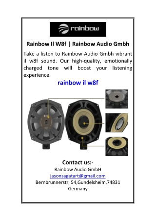 Rainbow Il W8f  Rainbow Audio Gmbh