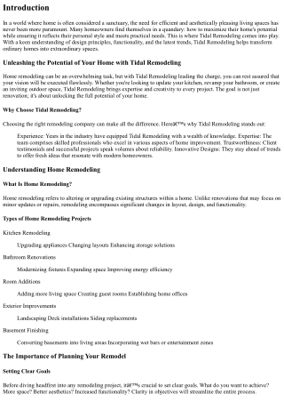 Unleashing the Potential of Your Home with Tidal Remodeling
