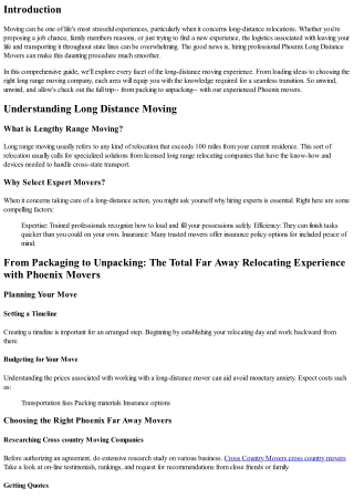 From Packing to Unpacking: The Total Far Away Moving Experience with Phoenix Mov