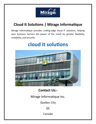 cloud it solutions mirage informatique