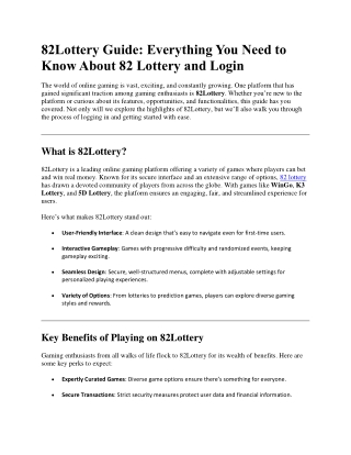 82 lottery - 82lotterry.in