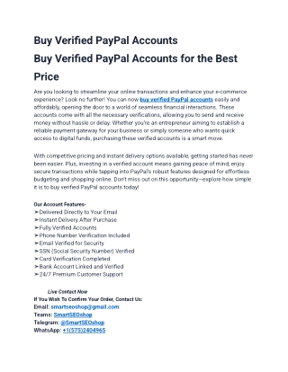 How To Buy Verified PayPal Accounts in Use (2025)