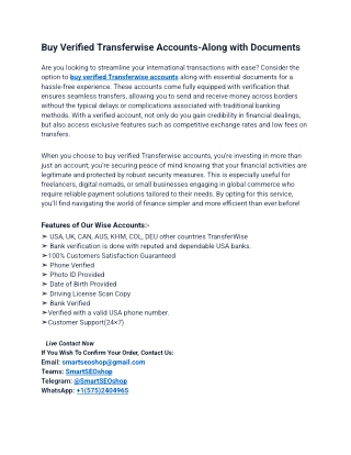 Buy Verified Transferwise Accounts