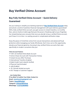 How To Buy Verified Chime Account in Use (2025)