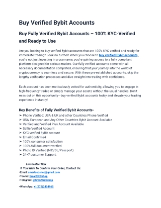 Buy Verified Bybit Accounts