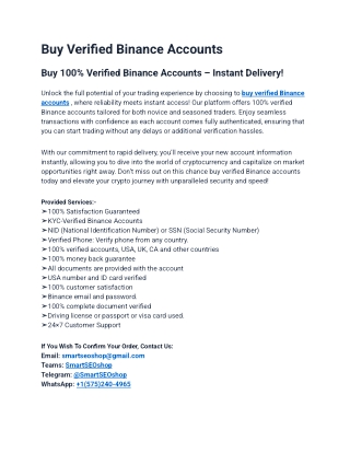 How To Buy Verified Binance Accounts in Use (2025)