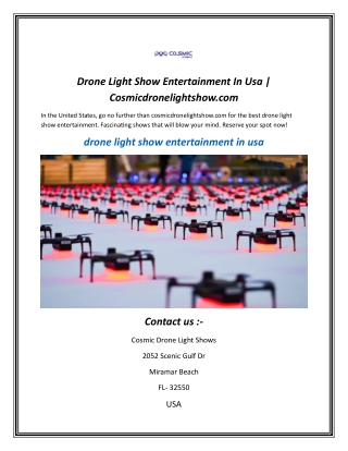 Drone Light Show Entertainment In Usa  Cosmicdronelightshow