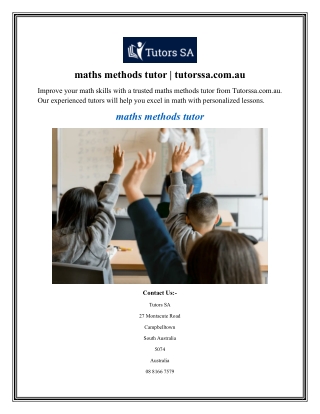 maths methods tutor tutorssa com au