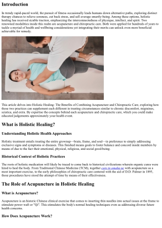 Holistic Healing: The Benefits of Combining Acupuncture and Chiropractic Care