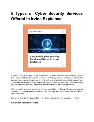 5 Types of Cyber Security Services Offered in Irvine Explained