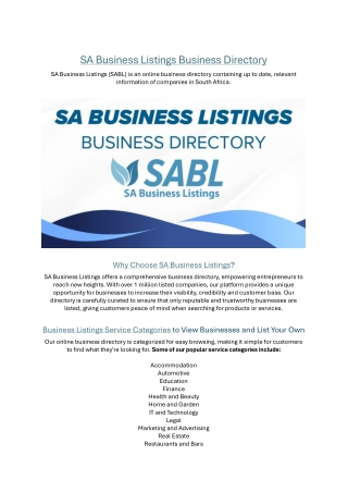 sa business listings business directory