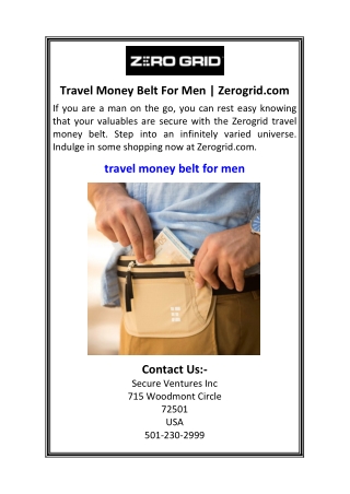 Travel Money Belt For Men  Zerogrid.com